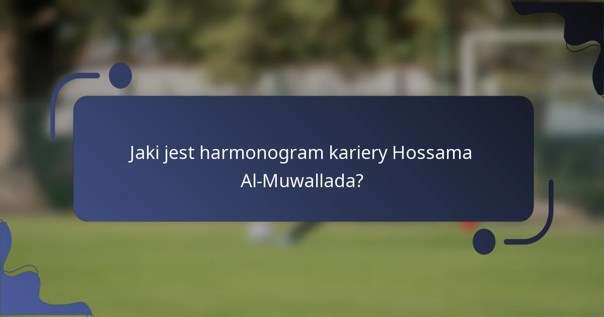 Jaki jest harmonogram kariery Hossama Al-Muwallada?